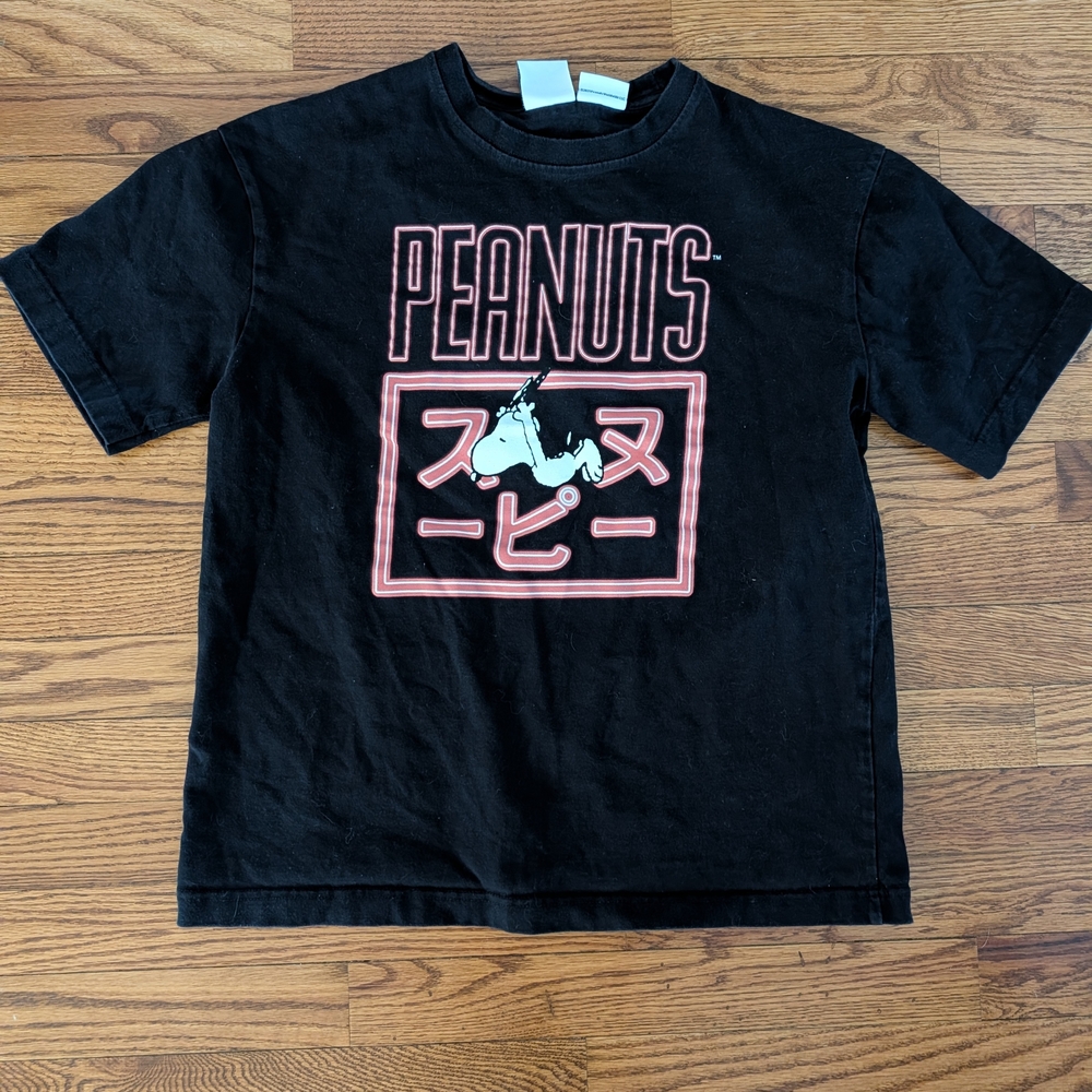 Peanuts Streetwear Zara2000s boxy black zara  peanuts graphic tee men's M